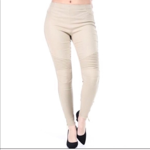 Mocha stretch Motto jeggings with zipper Trim - Picture 4 of 5
